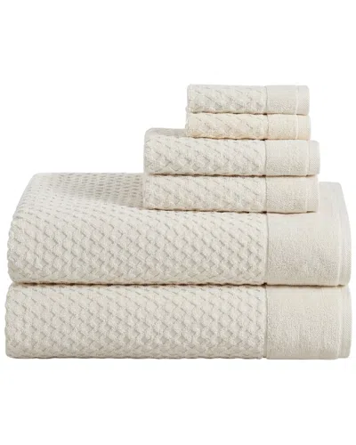 Linery & Co . Cotton Diamond Waffle Texture 6pc Bath Sheet Set In Neutral