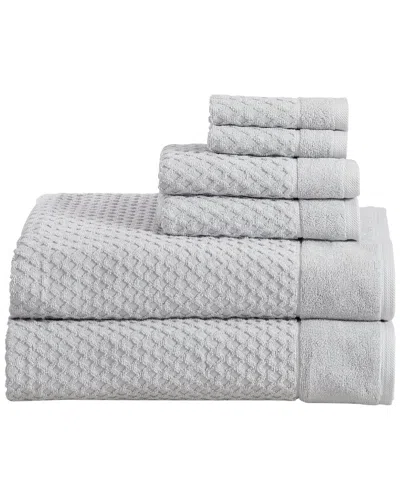 Linery & Co . Cotton Diamond Waffle Texture 6pc Bath Sheet Set In Gray