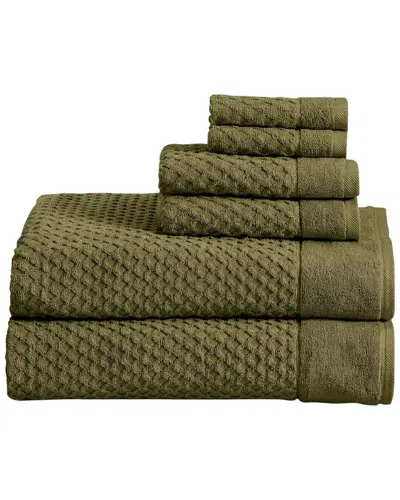 Linery & Co . Cotton Diamond Waffle Texture 6pc Bath Sheet Set