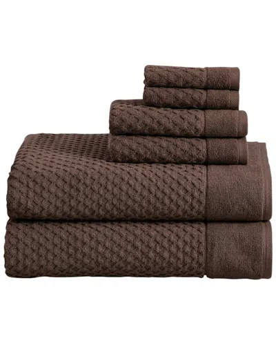 Linery & Co . Cotton Diamond Waffle Texture 6pc Bath Sheet Set