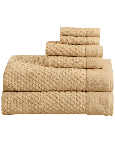 Linery & Co . Cotton Diamond Waffle Texture 6pc Bath Sheet Set