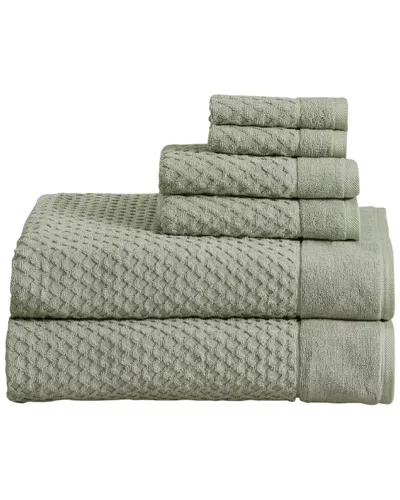 Linery & Co . Cotton Diamond Waffle Texture 6pc Bath Sheet Set