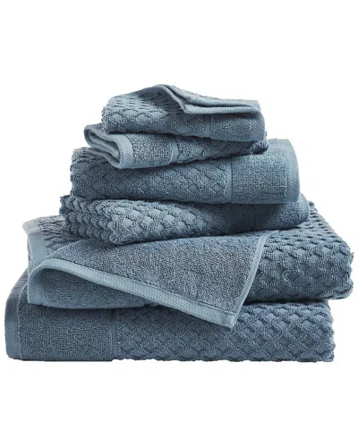 Linery & Co . Cotton Diamond Waffle Texture Bath To In Blue