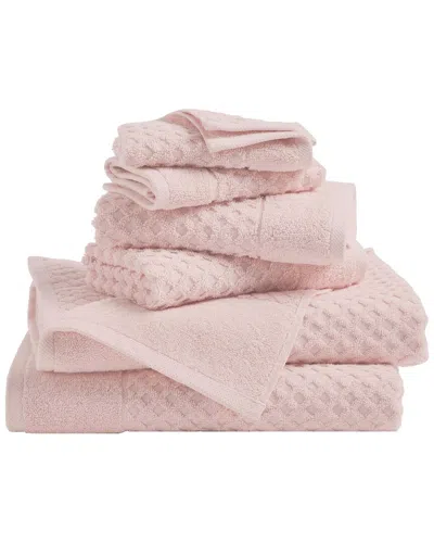 Linery & Co . Cotton Diamond Waffle Texture Bath To In Pink