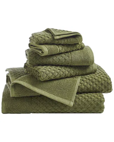 Linery & Co . Cotton Diamond Waffle Texture Bath To In Green