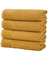 Linery & Co Cotton Diamond Waffle Texture Bath Towels In Yellow