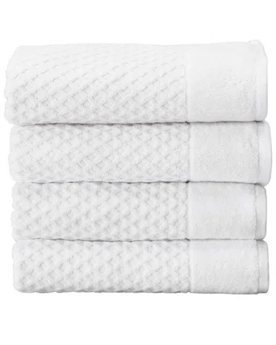 Linery & Co Cotton Diamond Waffle Texture Bath Towels In White
