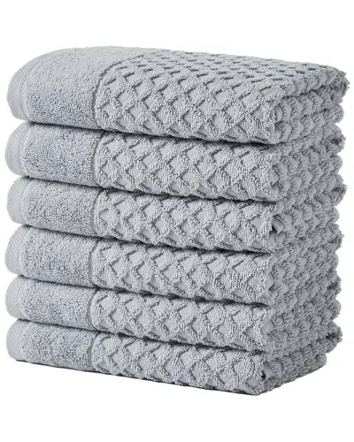 Linery & Co Cotton Diamond Waffle Texture Bath Towels In Gray