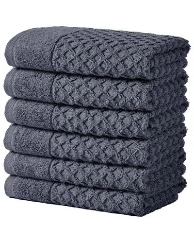 Linery & Co Cotton Diamond Waffle Texture Bath Towels In Blue