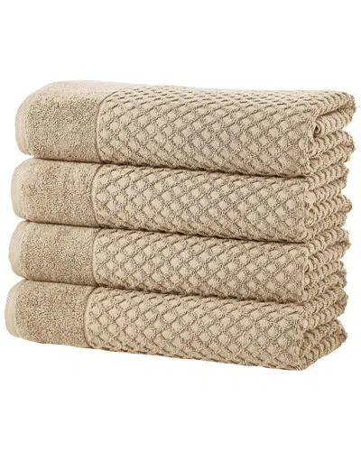 Linery & Co Cotton Diamond Waffle Texture Bath Towels In Brown