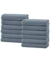 Linery & Co Cotton Diamond Waffle Texture Bath Towels In Blue