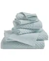 Linery & Co Cotton Diamond Waffle Texture Bath Towels In Blue