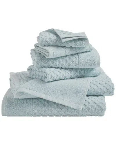 Linery & Co Cotton Diamond Waffle Texture Bath Towels In Blue