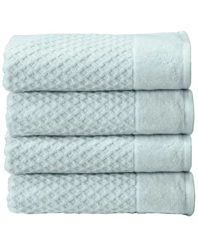 Linery & Co Cotton Diamond Waffle Texture Bath Towels In Blue