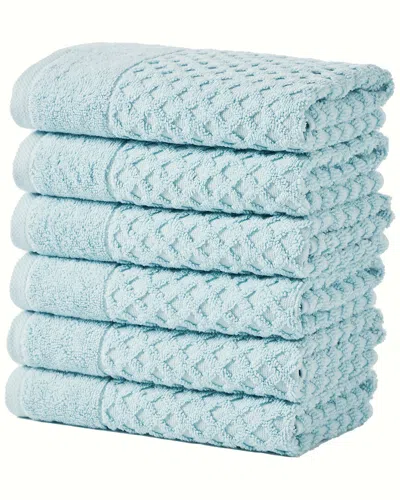 Linery & Co Cotton Diamond Waffle Texture Bath Towels In Blue