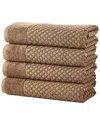 Linery & Co Cotton Diamond Waffle Texture Bath Towels In Brown