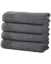 Linery & Co Cotton Diamond Waffle Texture Bath Towels In Gray