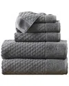 Linery & Co Cotton Diamond Waffle Texture Bath Towels In Gray