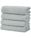 Linery & Co Cotton Diamond Waffle Texture Bath Towels In Gray