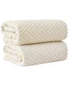Linery & Co Cotton Diamond Waffle Texture Bath Towels In Neutral