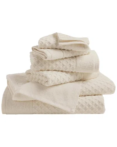 Linery & Co Cotton Diamond Waffle Texture Bath Towels In Neutral