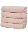 Linery & Co Cotton Diamond Waffle Texture Bath Towels In Pink