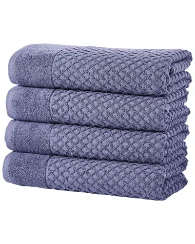 Linery & Co Cotton Diamond Waffle Texture Bath Towels In Purple