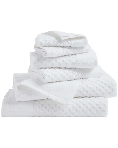 Linery & Co Cotton Diamond Waffle Texture Bath Towels In White
