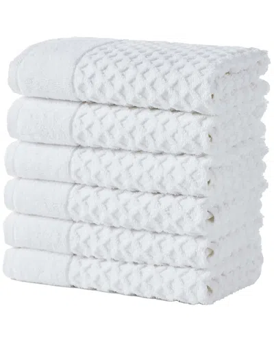 Linery & Co Cotton Diamond Waffle Texture Bath Towels In White