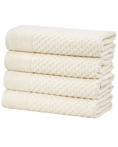 Linery & Co Cotton Diamond Waffle Texture Bath Towels In White