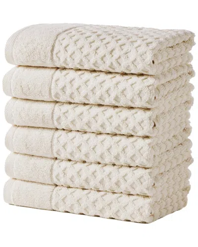 Linery & Co Cotton Diamond Waffle Texture Bath Towels In White