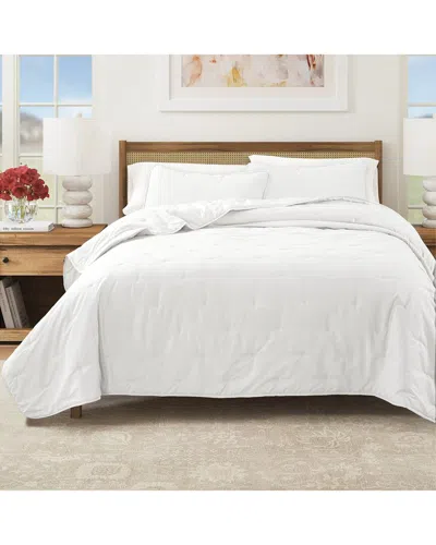 Linery & Co . Detailed Dot Stitch Quilt Set In White