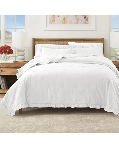 Linery & Co . Dot Stitch Ruffled Quilt Set