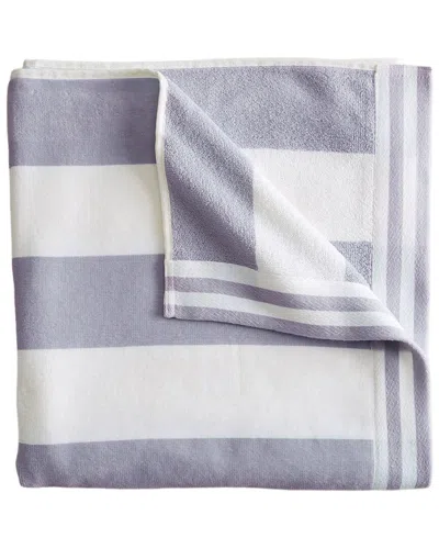 Linery & Co . Edgartown 100% Cotton Velour Cabana Oversized Beach Towel In Purple