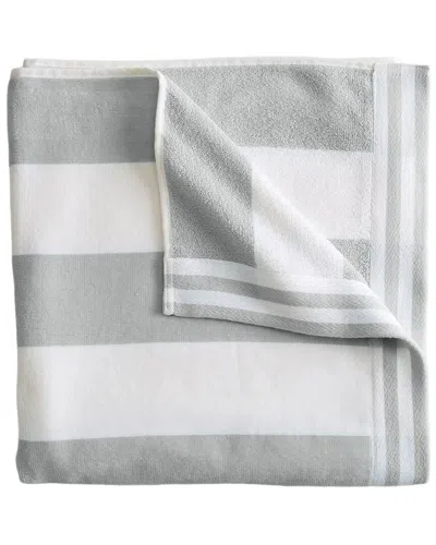 Linery & Co . Edgartown 100% Cotton Velour Cabana Oversized Beach Towel In Gray