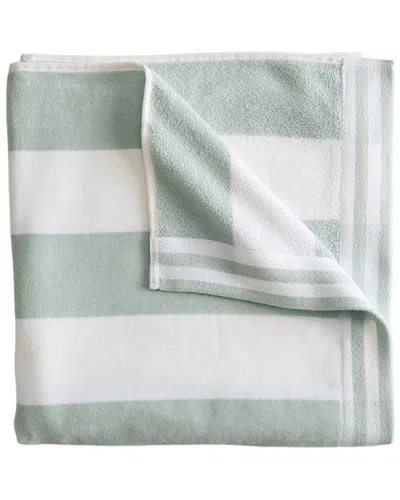 Linery & Co . Edgartown 100% Cotton Velour Cabana Oversized Beach Towel In Blue