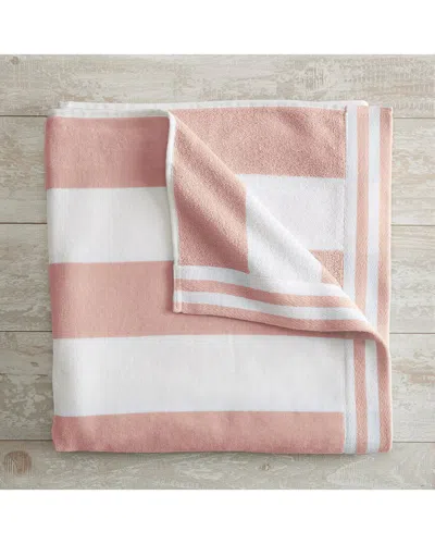 Linery & Co . Edgartown 100% Cotton Velour Cabana Oversized Beach Towel In Pink