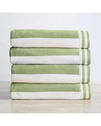 Linery & Co . Edgartown 100% Cotton Velour Cabana S In Green