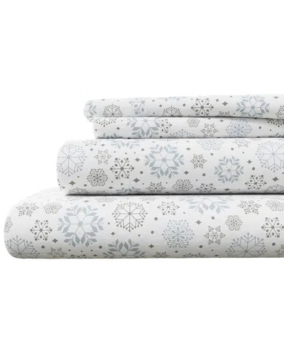 Linery & Co Elevated Holiday 100% Turkish Cotton Flannel Sheet Set In Gray