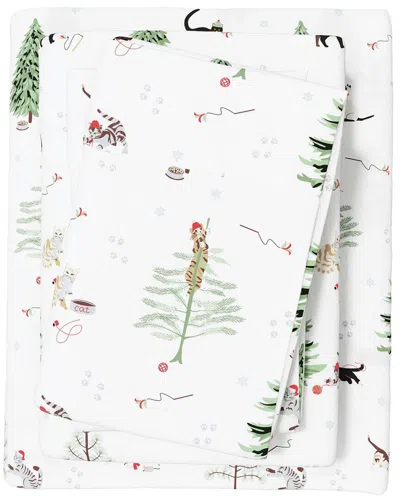 Linery & Co Elevated Holiday 100% Turkish Cotton Flannel Sheet Set In Multi