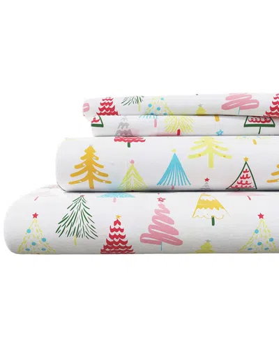 Linery & Co Elevated Holiday 100% Turkish Cotton Flannel Sheet Set In Multi
