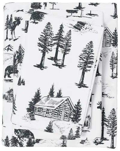 Linery & Co Elevated Lodge 100% Turkish Cotton Flannel Sheet Set In White