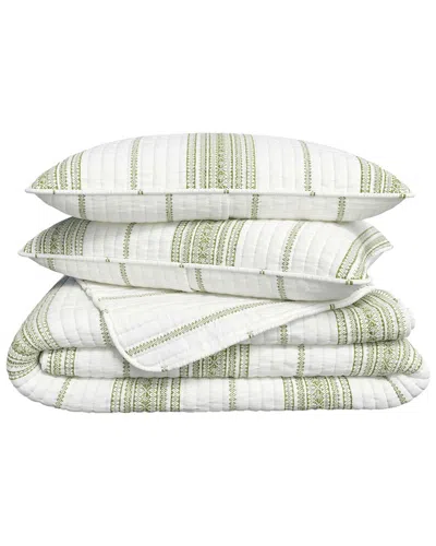 Linery & Co Farmhouse Stripe Microfiber Quilt Set With Shams