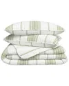 Linery & Co Farmhouse Stripe Microfiber Quilt Set With Shams In Green