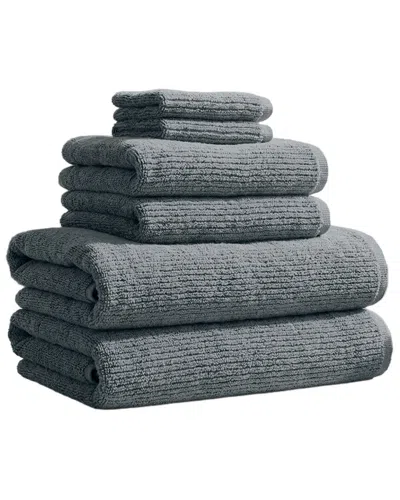 Linery & Co . Georgiana Turkish Cotton Textured 6pc Bath Set In Gray