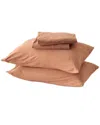 Linery & Co Heathered Mélange Cotton Jersey Knit Sheet Set In Brown