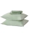 Linery & Co Heathered Mélange Cotton Jersey Knit Sheet Set In Green