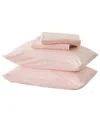 Linery & Co Heathered Mélange Cotton Jersey Knit Sheet Set In Pink