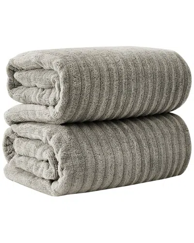 Linery & Co . Karina Combed Cotton Bath Towel Set M In Gray