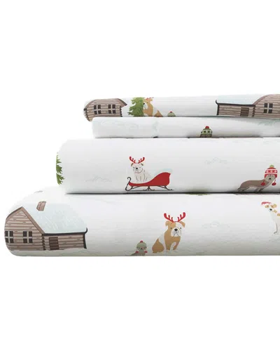 Linery & Co Kids Whimsical Holiday 100% Turkish Cotton Flannel Sheet Set